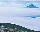 編笠山から見る富士山の眺望